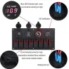 8-gang rocker switch panel - 12 - 24V - USB - LED - cigarette lighter socket - étanche